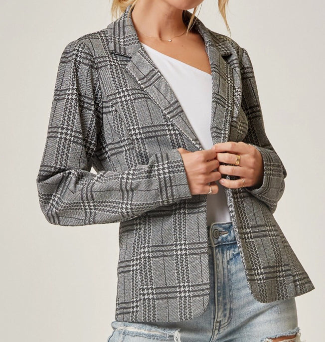 Outerwear Blazer Houndstooth Black & Gray Andree 17711