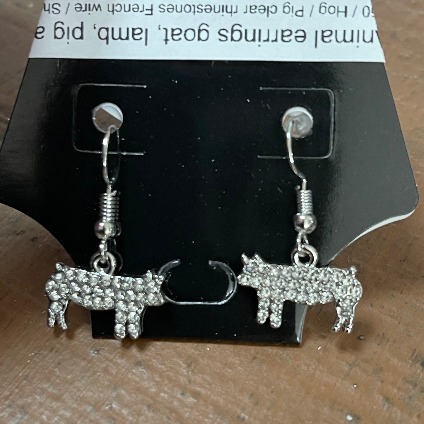Animal earrings goat, lamb, pig and steer