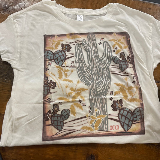 Shirts Women’s XOXO&CO Woodcut Cactus Rocker D Tee w/ stones