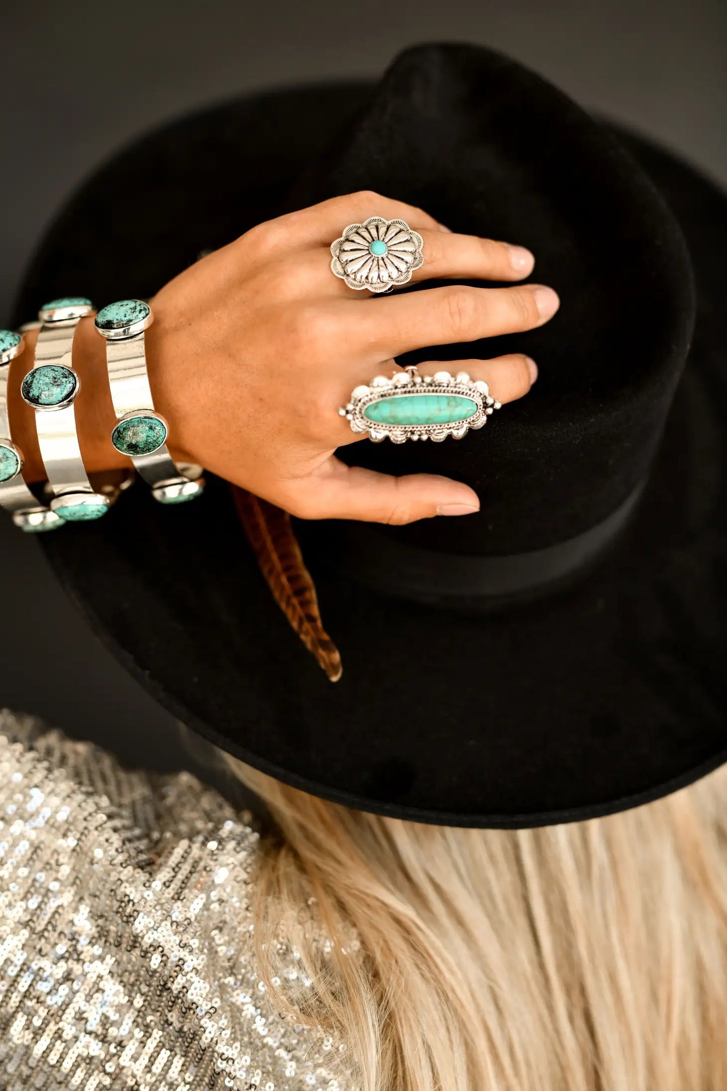 Burnished Silver Concho Ring R253TQ Jewelry