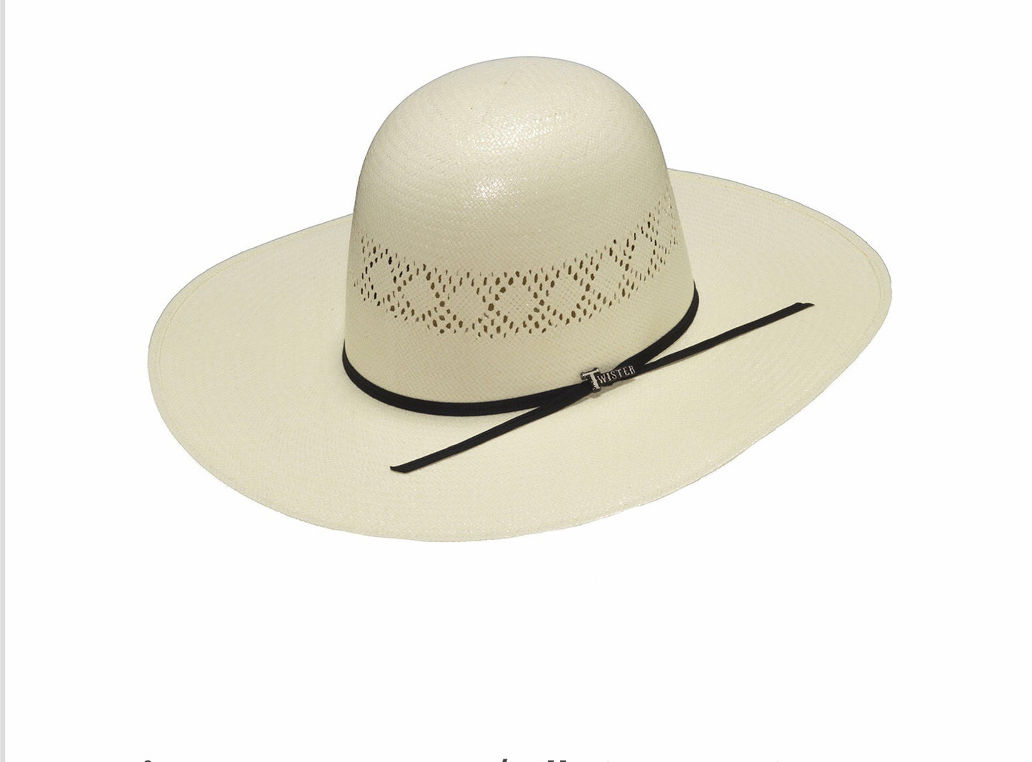Straw Hats T73142 Details Twister Shantung Hat Ivory Sizes: 6-3/4 - 7-3/4 Vent Pattern Decorative Hat Band Leather Sweatband Twister Pin Open Crown: 5-3/4 Brim: 4-1/4