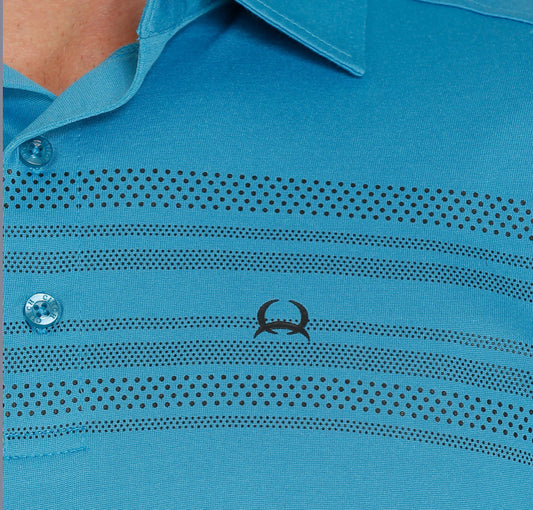 Shirts Men’s Cinch Arenaflex Polo Blue with Black Print MTK1865015