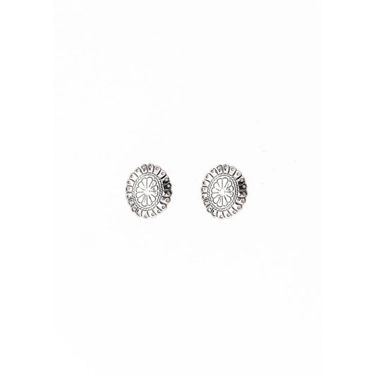 Burnished Silver Concho Post Earrings E679