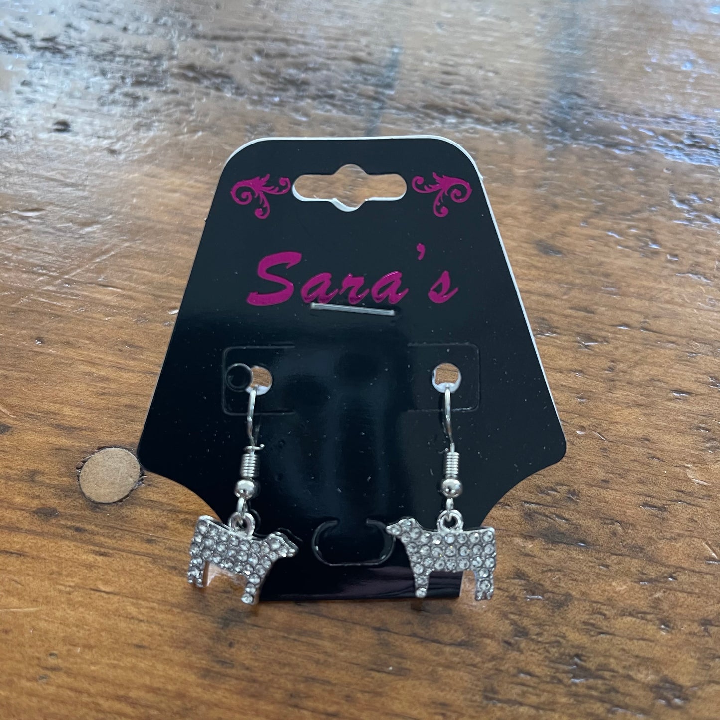 Animal earrings goat, lamb, pig and steer