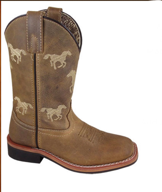 Kids Boots Smoky Mountain Rancher Brown Oil Distress 3882C