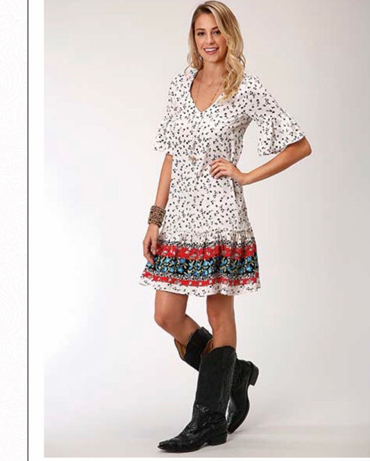 Dresses Skirts Roper 03-057-0590-5024 Flower Print Ruffles Dress