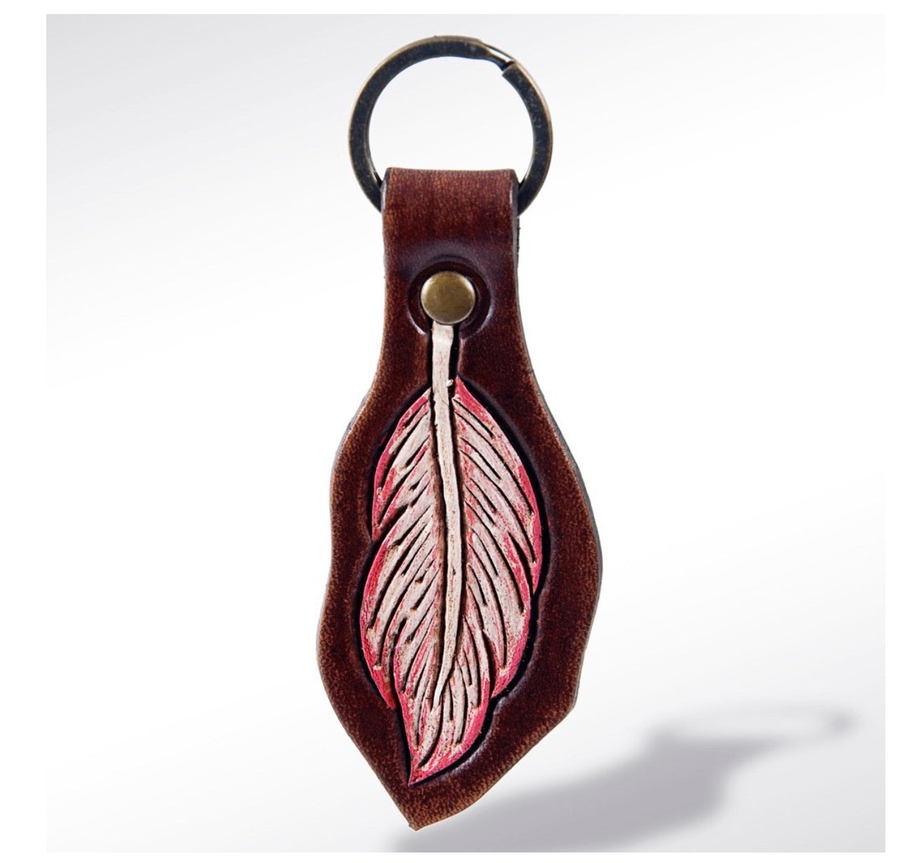 Tooled Leather feather keychain ADKR160