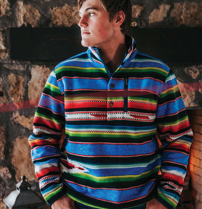 Outerwear Men’s Quincey Fleece Pull Over Multi Stripe STS 2739