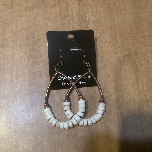 Earrings teardrop loops with turquoise, white and green stone beads ERZ210925-37, ERZ210925-39, ERZ210925-40,