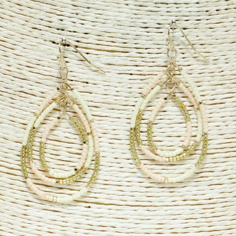 Jewelry Earrings Multicolor triple Beaded Hoops E1119