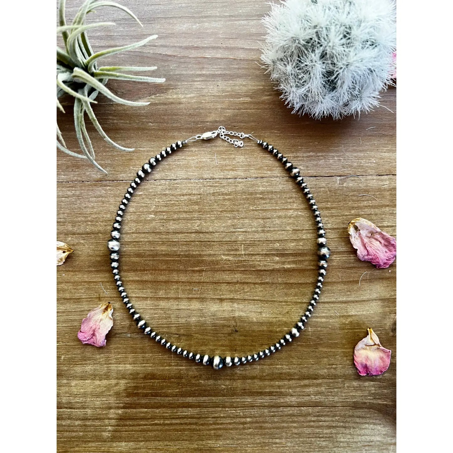 15” 4,5,6,8 mm Navajo pearl graduated necklace 016