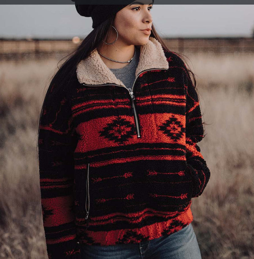 Women’s Aztec Fleece Jacket Outerwear sale item exchange only STS-2451