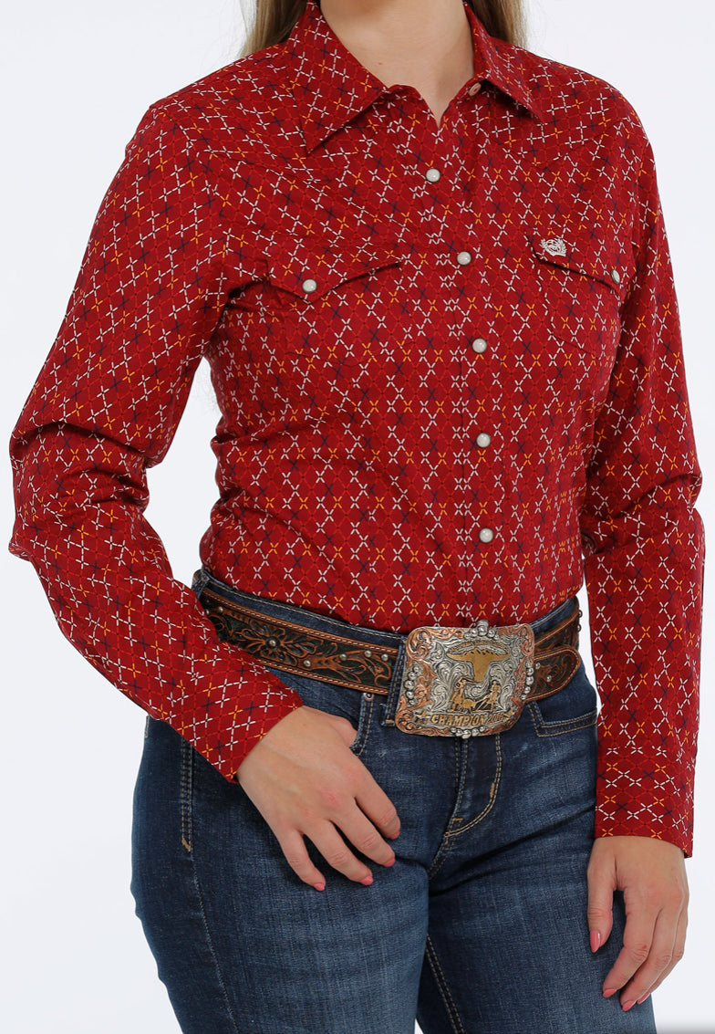 Shirts Women’s Cinch Red Snap Up