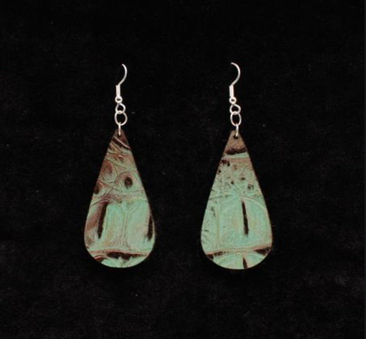 Jewelry Blazin Roxx Turquoise leather earrings 30955