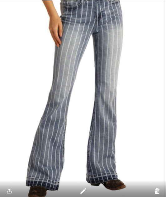 Jeans Women’s Light Washed Striped High Rise Trouser W8H2533