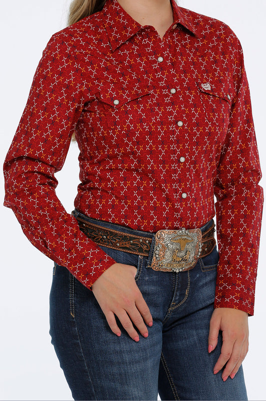 Shirts Women’s Cinch Red Snap Up