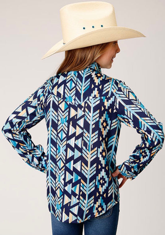 Shirts Girls Roper Long Sleeve Aztec 03-080-0590-2048