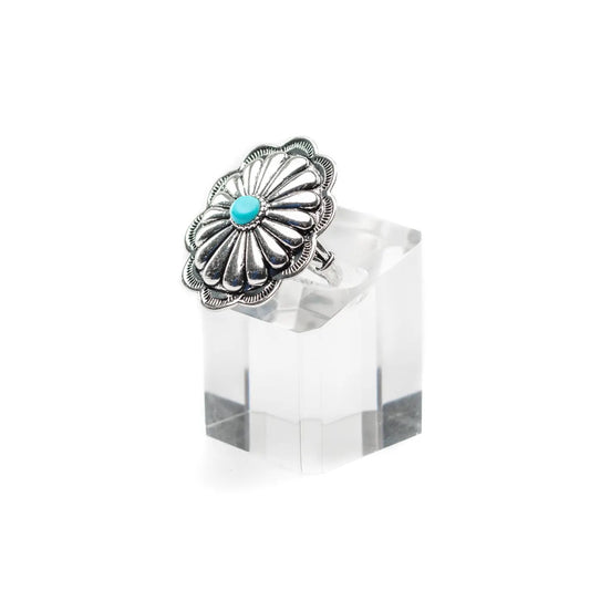 Burnished Silver Concho Ring R253TQ Jewelry