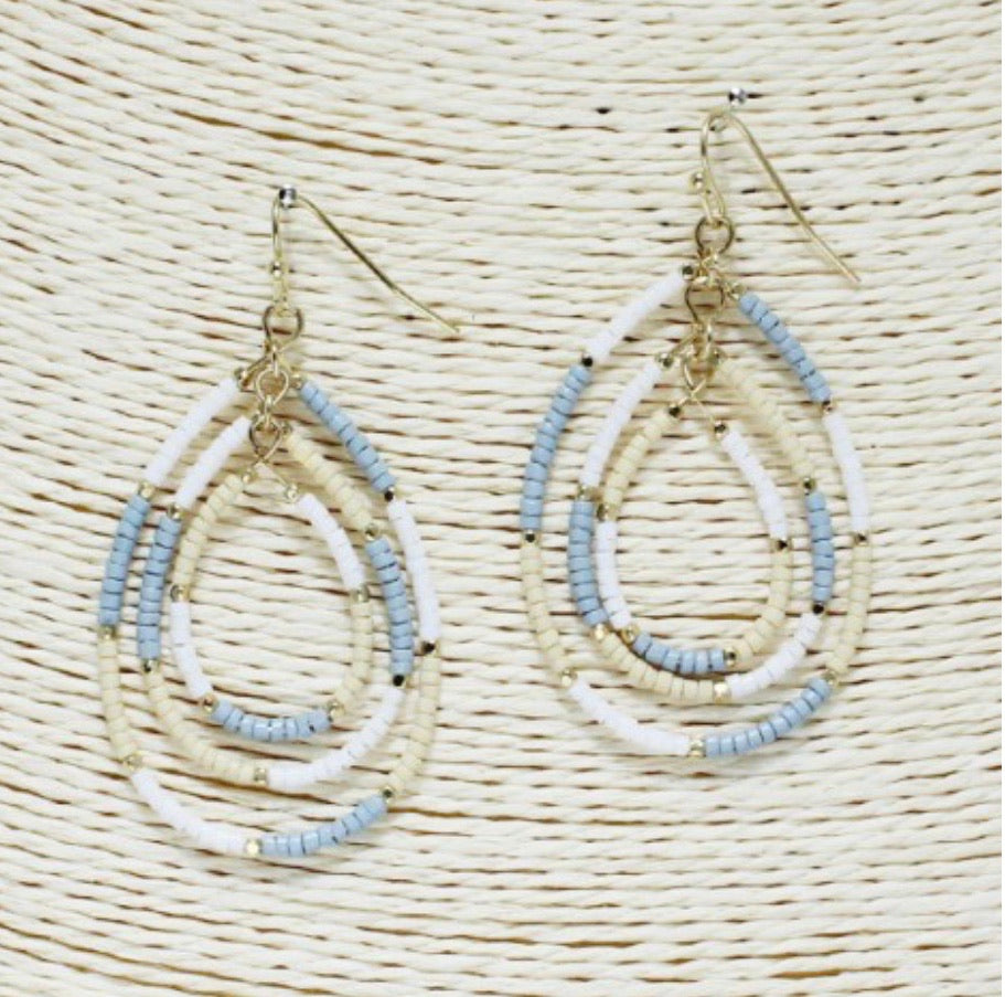 Jewelry Earrings Multicolor triple Beaded Hoops E1119