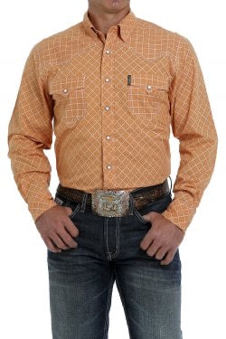 Shirts Men’s Cinch Modern Fit Orange Pattern MTW1312049