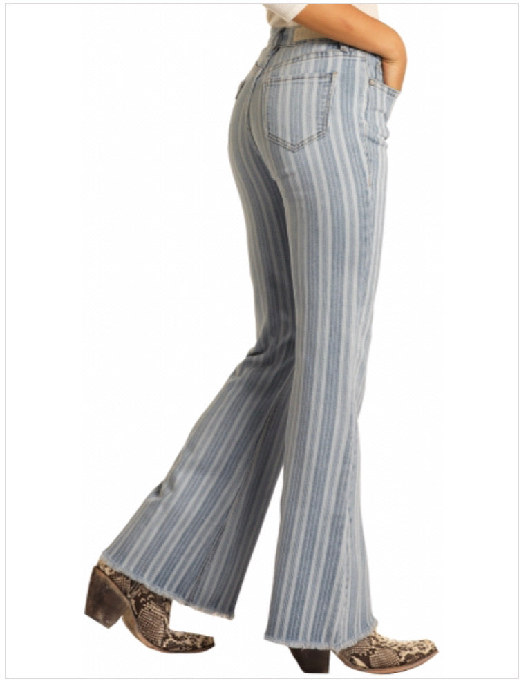 Jeans Women’s Light Wash High Rise Stripe Trouser Jean W8H9765