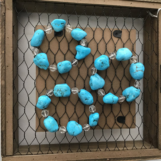 Turquoise with clear beads & large stone with wood beads