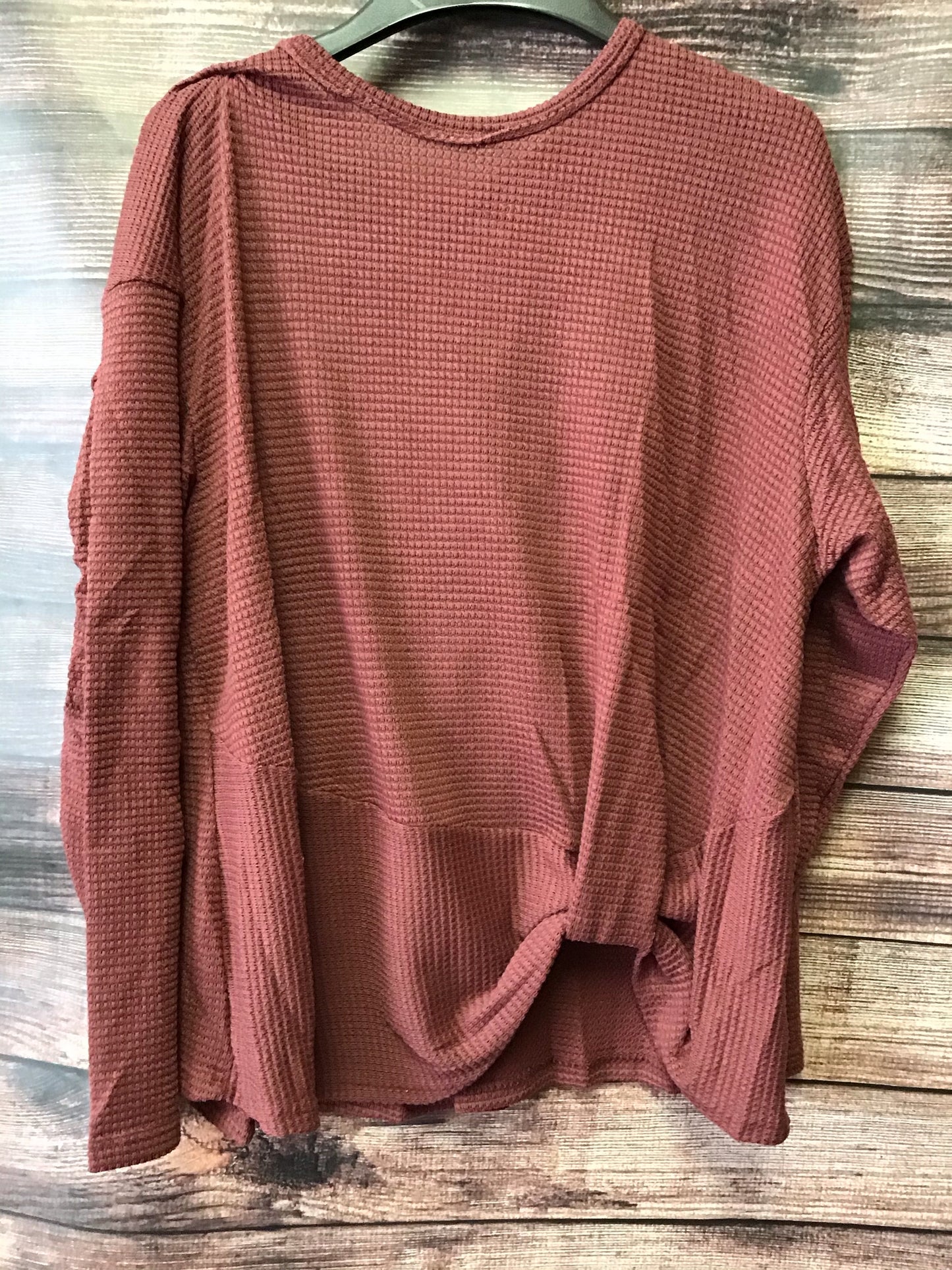 Shirts & Tops Solid Waffle Knit W/Front Detail Round Neck TK2122 DKER220DB Mauve & Mocha