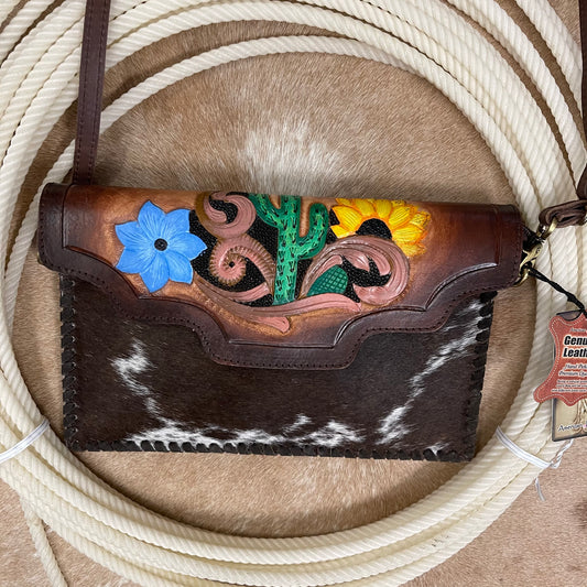 Purses American Darling Hair on Hide Leatherwork Clutch/Purse ADBGD103