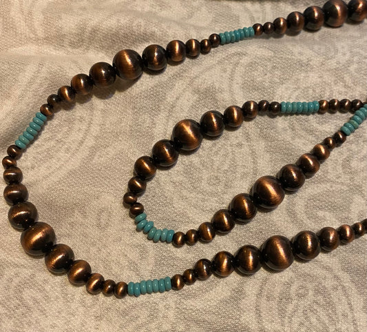Jewelry turquoise and copper necklace 30919