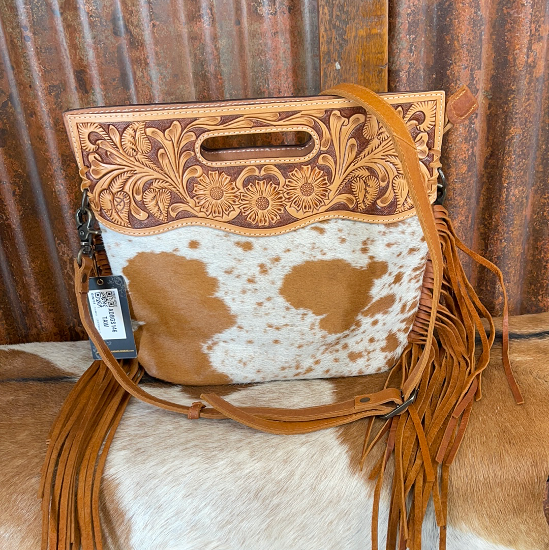 Purse bag leather tooled cowhide ADBGS146TAW