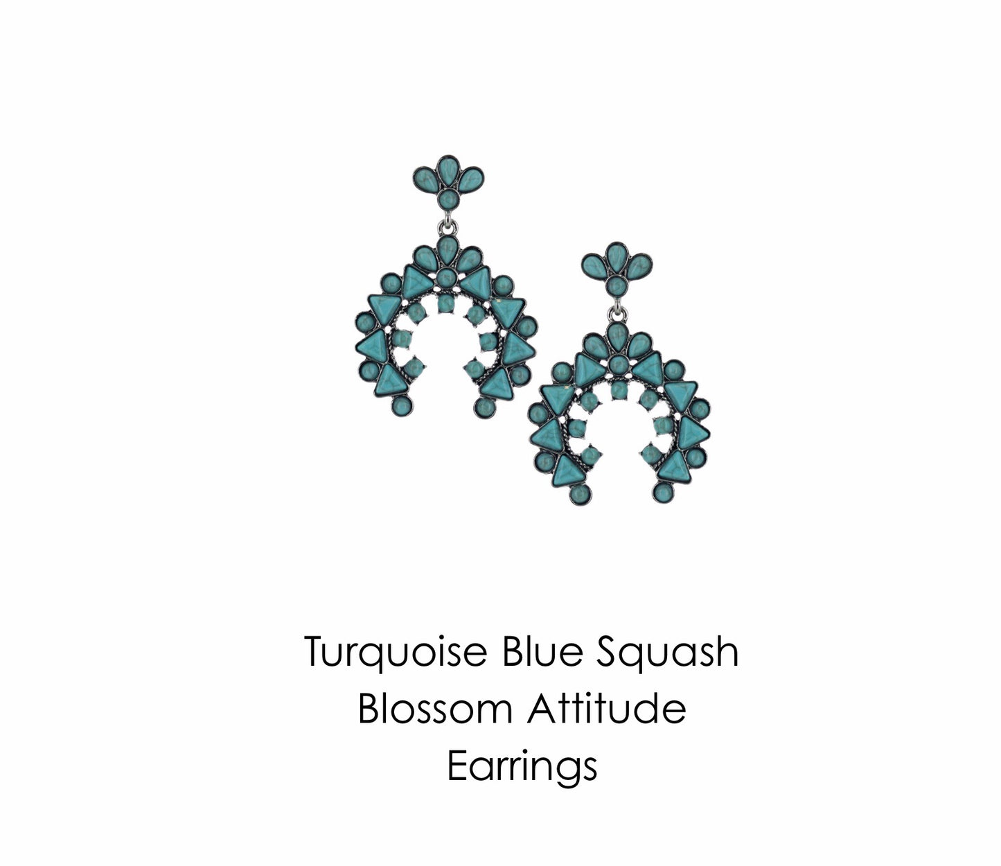 Turquoise Blue Squash Blossom Attitude Earrings Jewelry AER4674