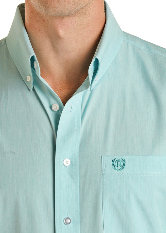 Shirt Men’s Panhandle Turquoise Linen Look PSMSODR0MF