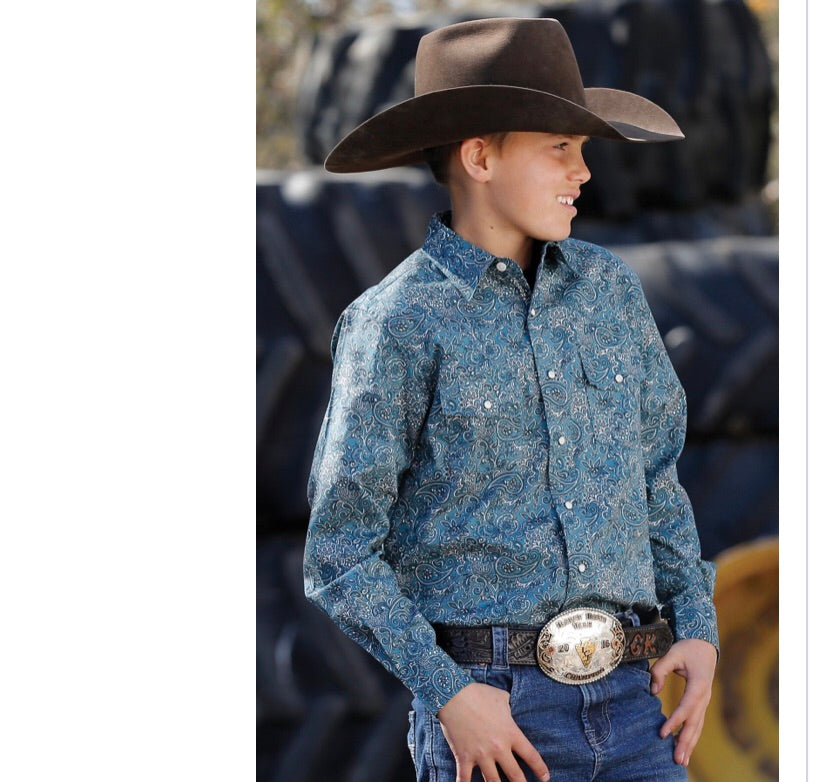 Shirts Kid’s Cinch green paisley MTW7020070