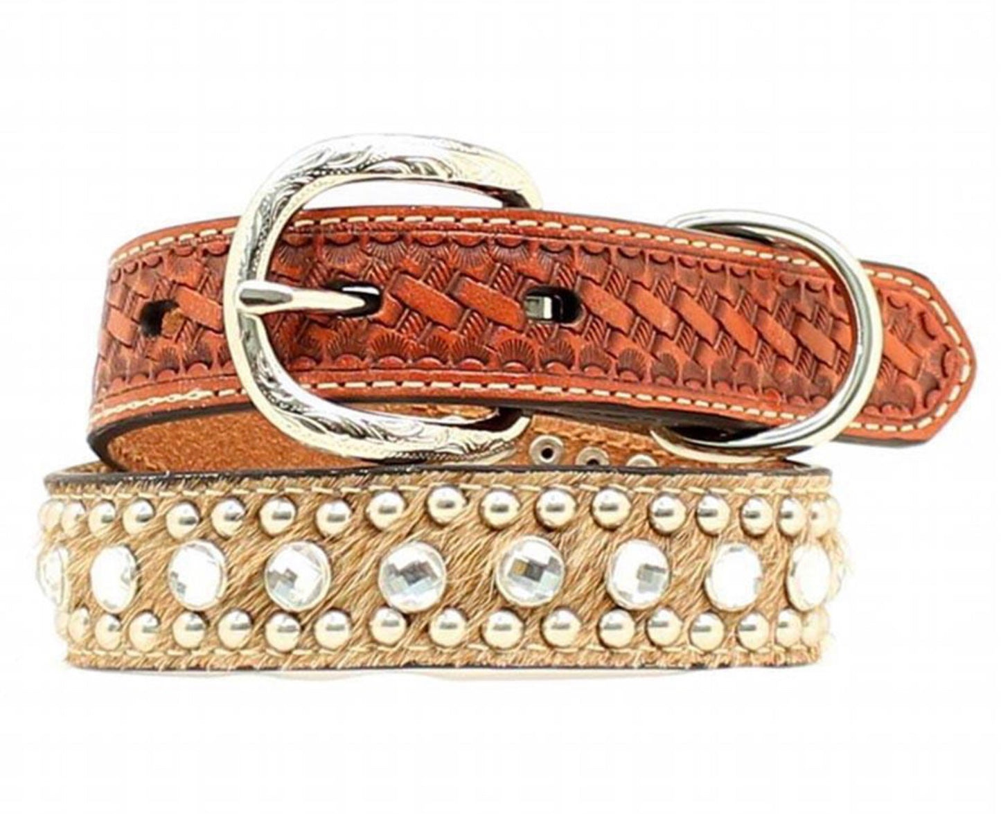 Dog collar Hide and Rhinestone 93060