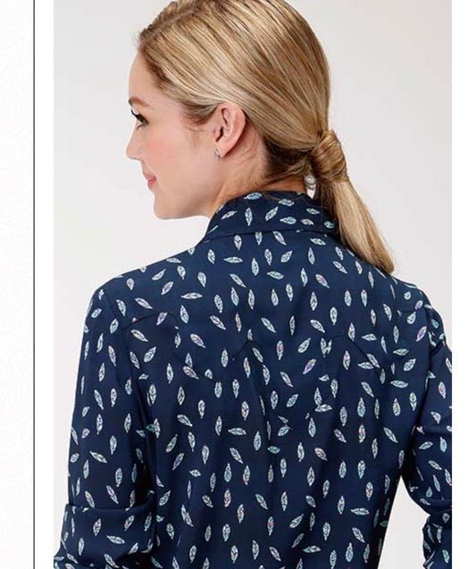Shirt’s Women’s Roper Feather Print top 03-050-0590-6036