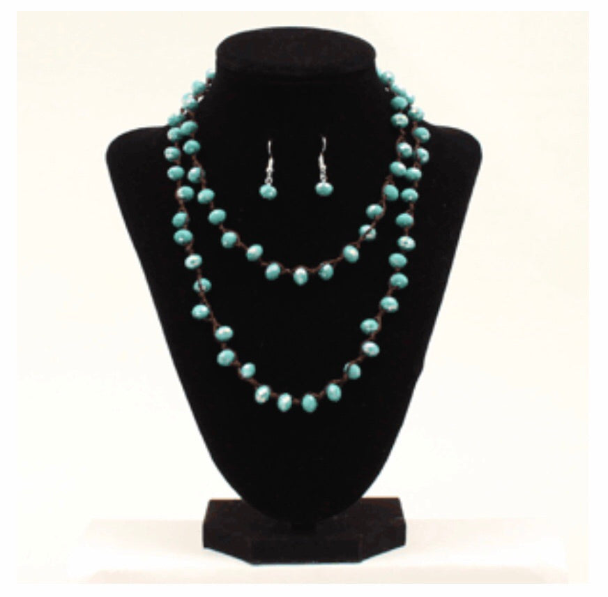 Jewelry necklace shimmer turquoise beads 30929