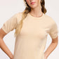 Soft Short Puffy Sleeve Basic Stretchy Knit Top MCS3600