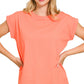 3381 Round Neck Folded Short Sleeve T-shirt CT3381Y