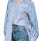 24351O Button Down Stiped Long Sleeves Top