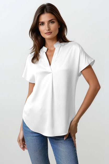 Drop Shoulder Blouse In Crinkle Satin