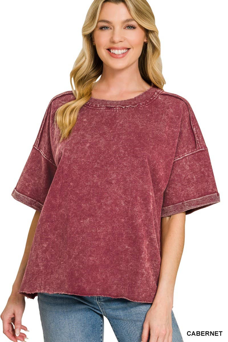 French Terry Acid Washed Tee Shirts 5314A