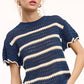 Outerwear Round Neck Scalloped Edge Short Sleeve Sweater MDS3603