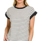 3534 Contrast Trim Cap Sleeve Stripe Tee CT-3543Y