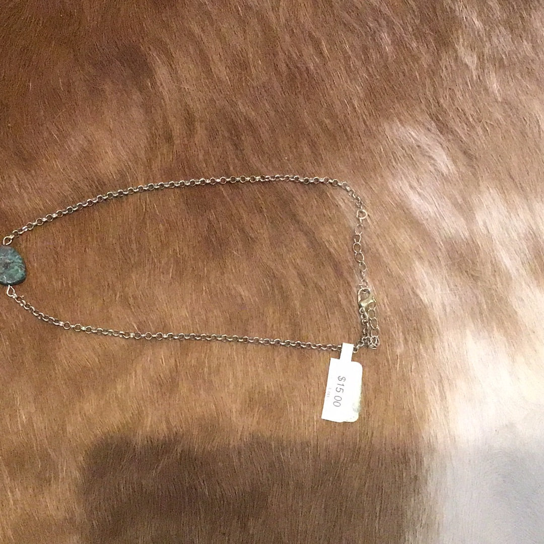 Jewelry Real Slab Turquoise Choker on Chain CHO-CHA-002-TUR