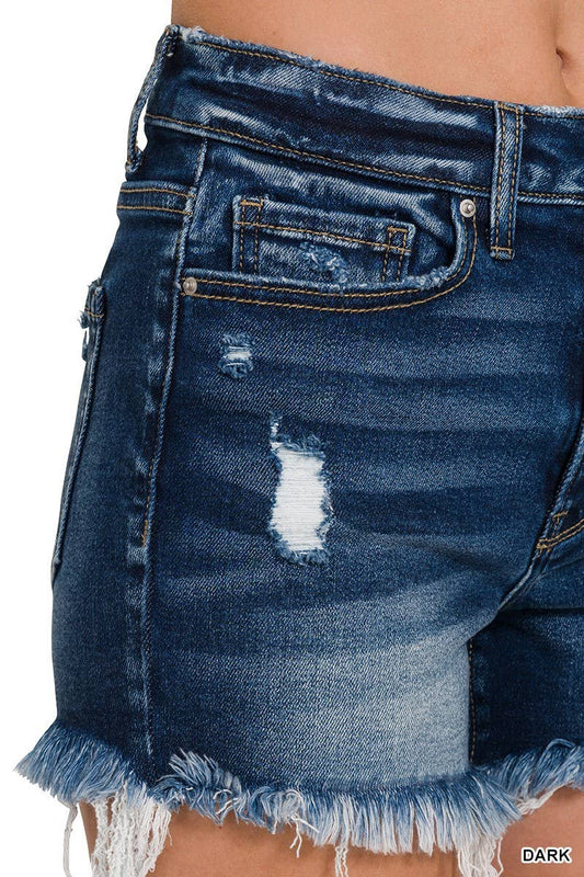 1969 Raw Frayed Hem Ripped Denim Shorts