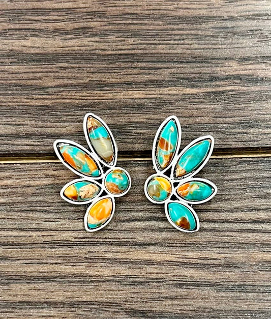 726394, Western Gemstone Stud Earrings