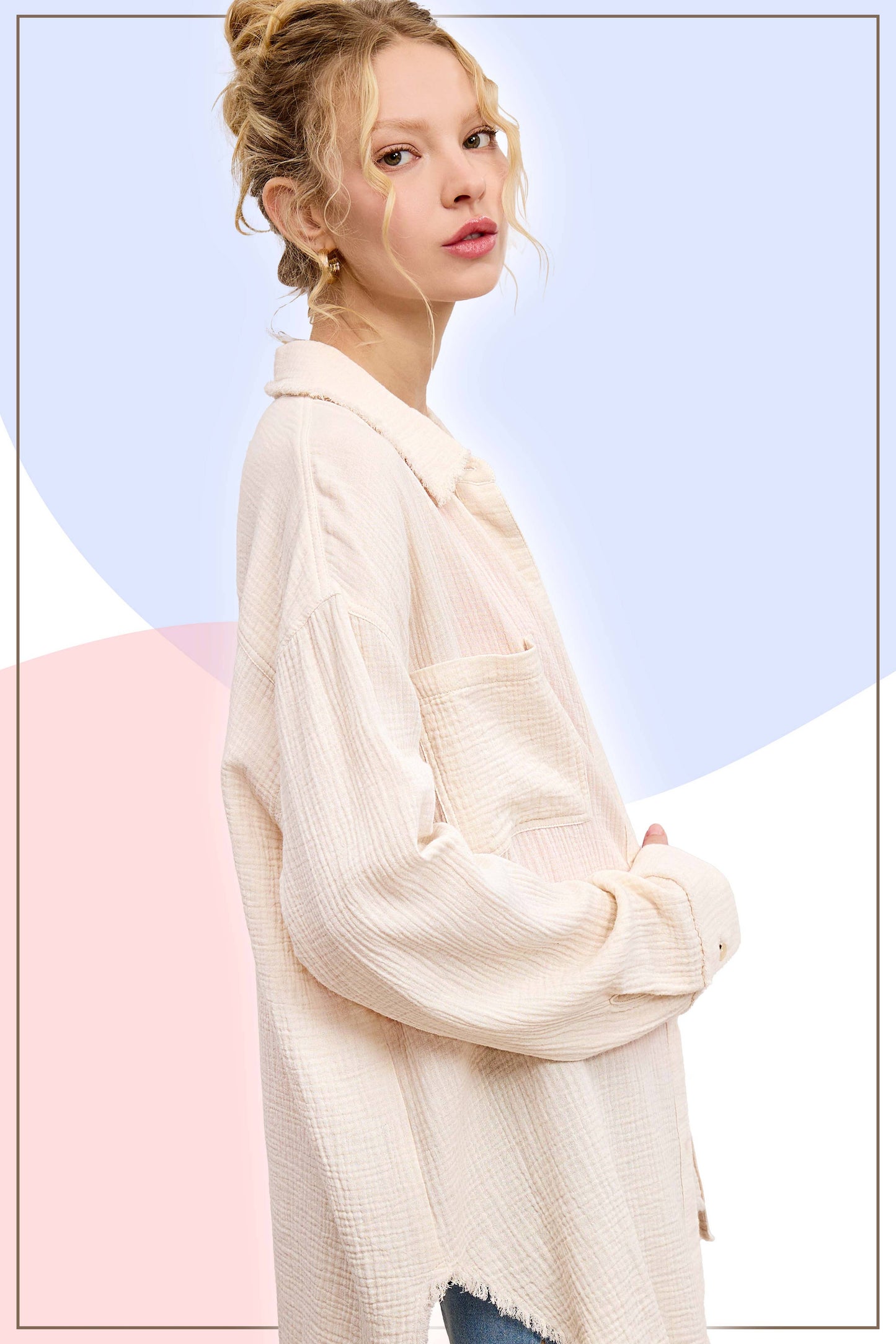 Shirts  Crinkled Gauze Button Down Shirts SRT7448