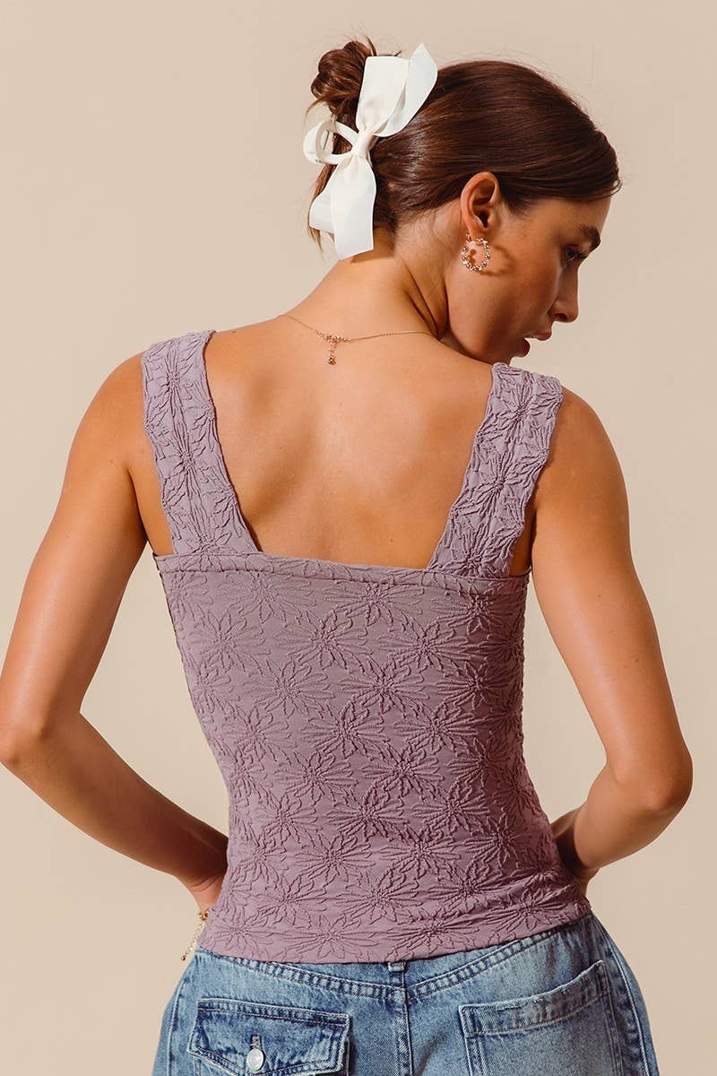 Floral Jacquard Seamless Tank Top JT1276