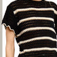 Outerwear Round Neck Scalloped Edge Short Sleeve Sweater MDS3603