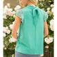 Shirts Women’s Short Sleeve Burnout Ruffle Sleeve Suede 32112-3